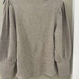 Stretchy thermal soft surrounding Beige Textured Long Sleeve Top